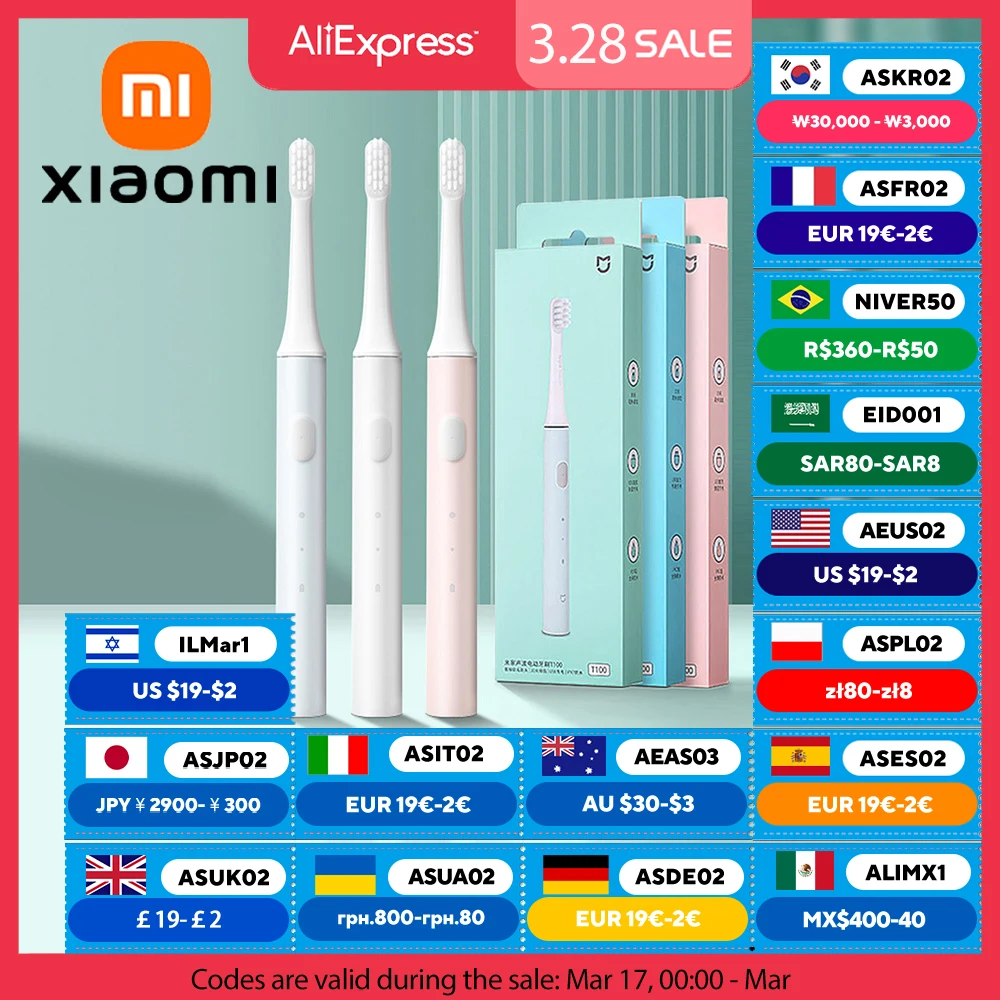 XIAOMI MIJIA T100 Sonic Electric Toothbrush Cordless USB Rechargeable Toothbrushes Waterproof Ultrasonic Automatic Tooth Brush