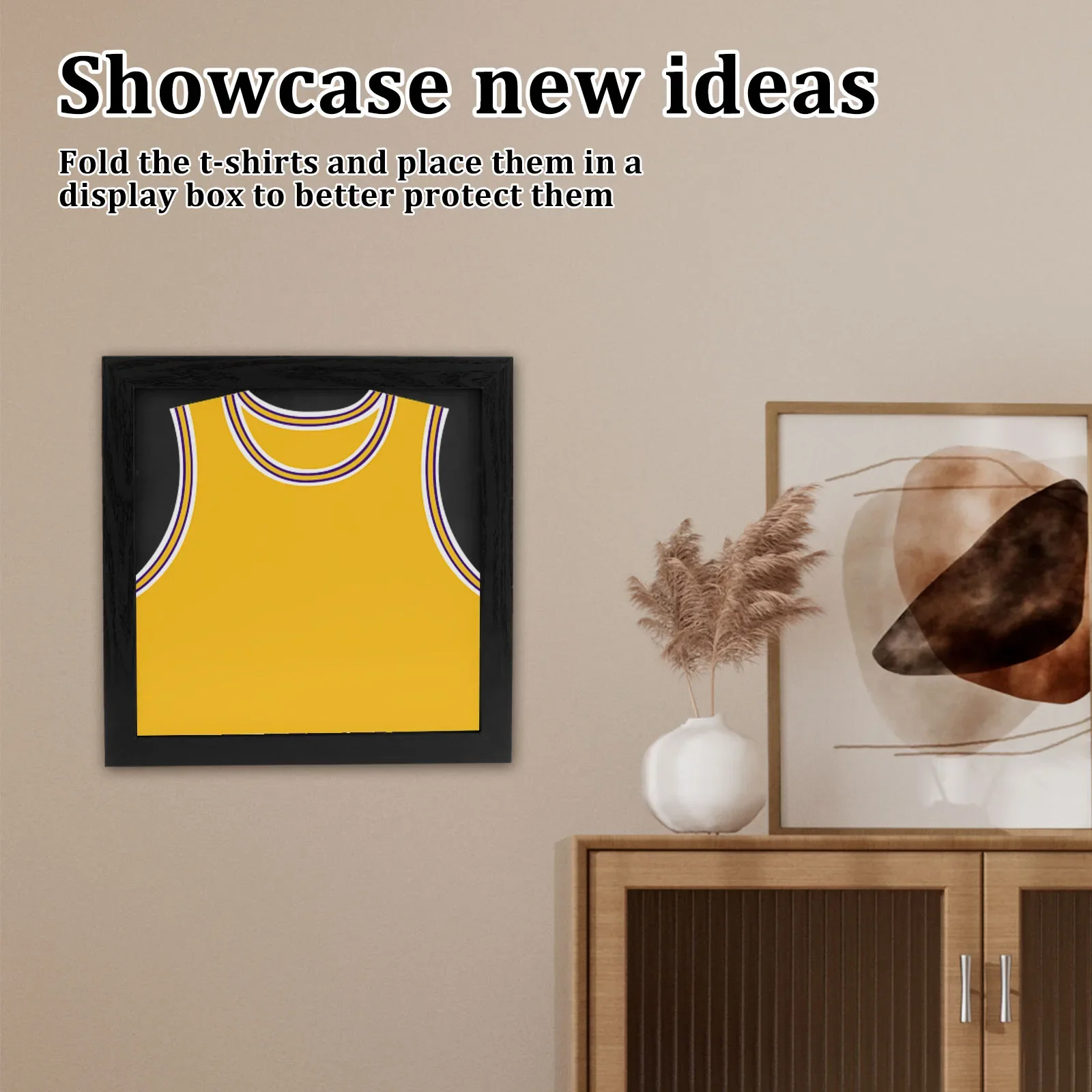 Wood Jerseys Display Frame Wall Mounted T Shirt Storage Box Multifunctional Shadow Box Frame for Jerseys Memorabilia