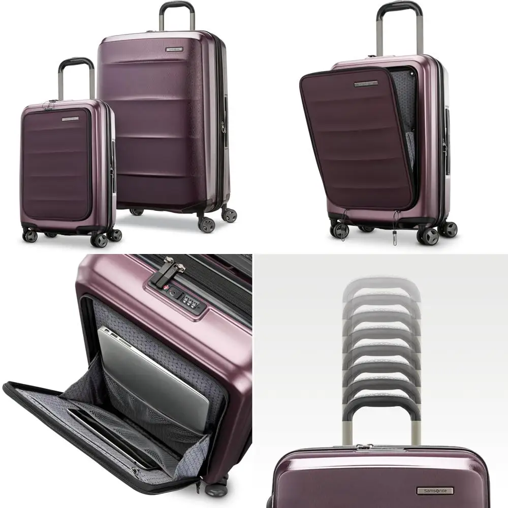 Conjunto de bagagem rígida extensível leve com bolso frontal para viagens de mão e grandes verificadas, 21/28 polegadas