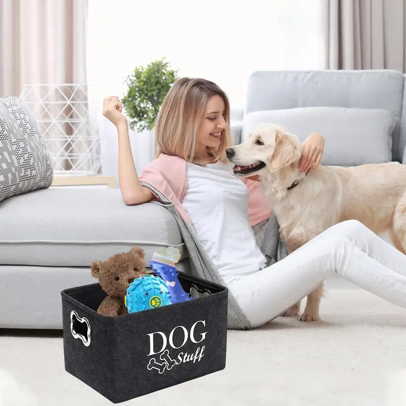 Dog Toy Basket Dog Toy Storage Box With Handle Dog Toy Organizer For Storing Pet Toys And Accessories Cat Toy Basket Container