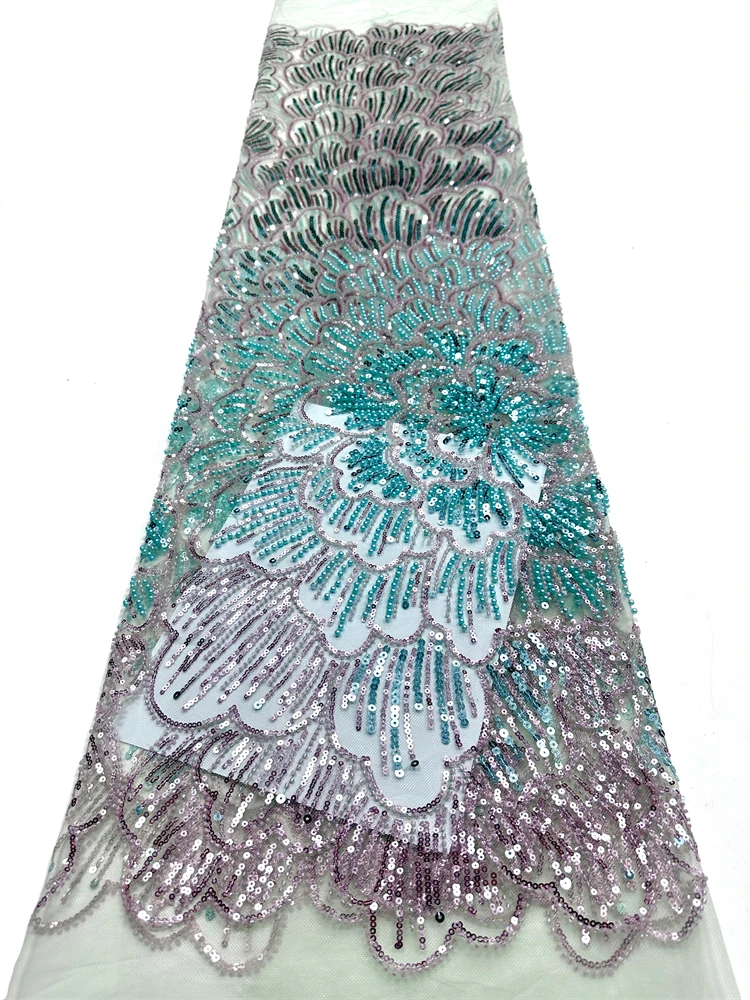 

Африканское кружевное полотно 2026: Нигерийская свадебная ткань с пайетками и вышивкой во французском стиле для пошива платьев SHIT2-1402