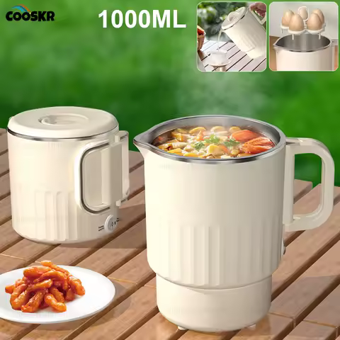Chaleira elétrica portátil mini chaleira com rack de vapor 1000ml grande capacidade aço inoxidável casa cozinha escritório viagem