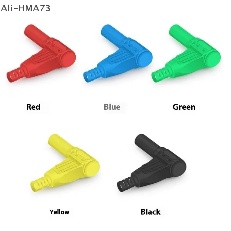 1/5 Buah 4Mm Alat Uji Multimeter Konektor Steker Pisang DIY Tipe Solder Kawat Isolasi Sudut Kanan Jantan