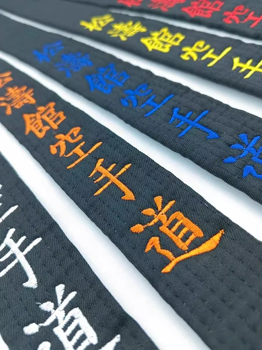 Width 4cm Shotokan Karate Black Belt Embroidery Japanese Martial Arts Sports Junior Club Polyester Decorations Customized Name