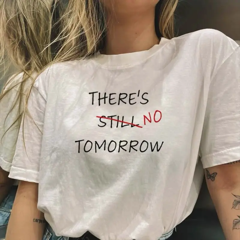 

American Spoof Movie Tomorrow Lettered Loose Short-sleeved European and American Style Youthful Women's Top T-shirt