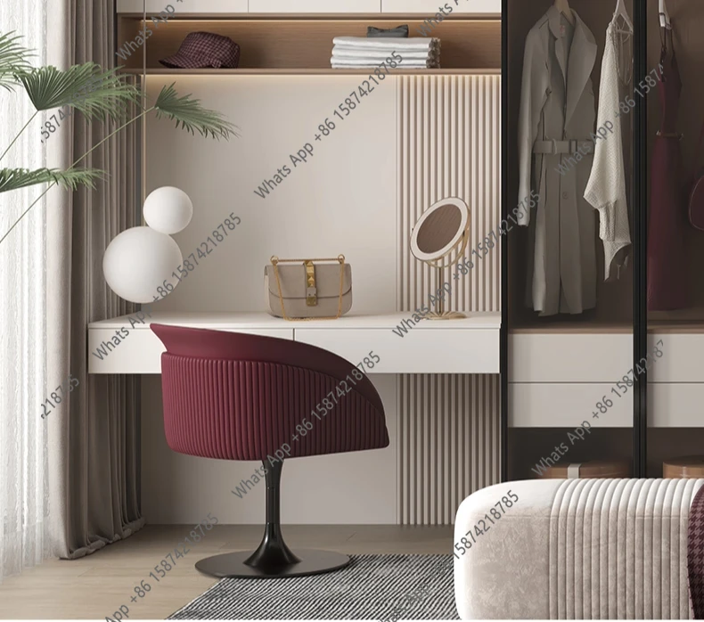 

New Italian light luxury rotating dining chair high-end bedroom makeup chair designer backrest book chair