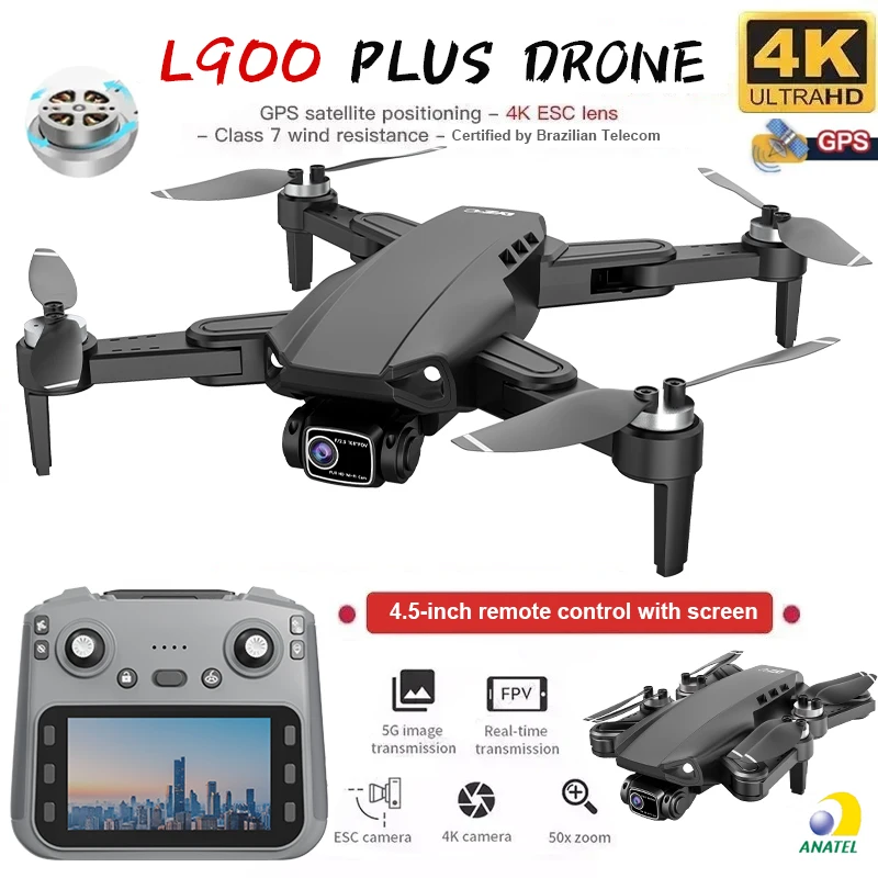 New L900 PLUS GPS Drone with 4K Professional HD Camera Brushless Motor 5G WiFi FPV Large Screen Remote Control RC Quadcopter Toy