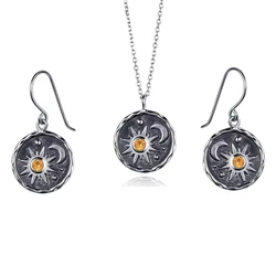 Summer Trends Boho Vintage Dangle Earrings Pendant Necklaces Set For Women Sun Moon Necklace Jewelry Engagement Accessories Gift