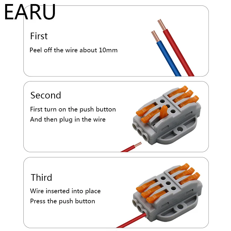 Mini Fast Quick Eletrical Wire Connector 2/3/4/5/6/8/10/12 Pin Universal Docking Fast Wiring Conductors Push-in Terminal Block