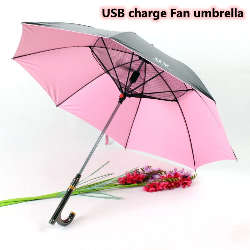 Hot Summer Umbrella with Fan USB Charge Cool Sunny and Rainy Beach Sun-proof Umbrellas Creative Gift for Women Girls