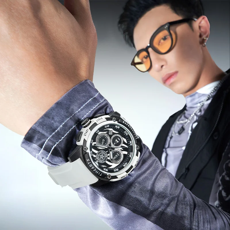 ساعة كوارتز Timeartx 4410 بنمط ميكانيكي صناعي مقاومة للماء وصلت التاريخ ساعة يد فاخرة بحركة كوارتز للرجال