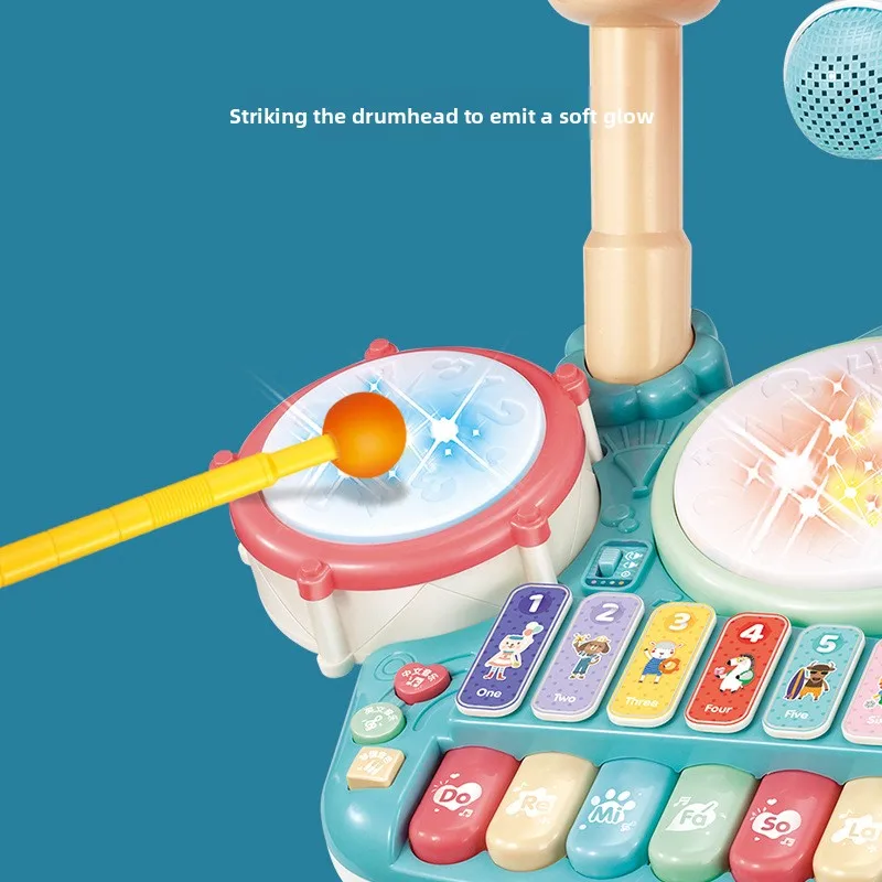 Children Musical Instruments Toys Jazz Drum Set Percussion Music with Microphone Kids Electronic Keyboard Puzzle Educational Toy