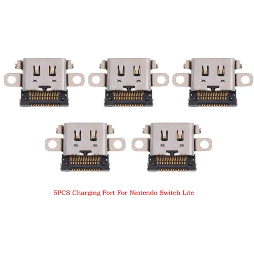 닌텐도 스위치 라이트 교체 부품용 USB C 타입 내장 충전 포트 소켓, 5 개