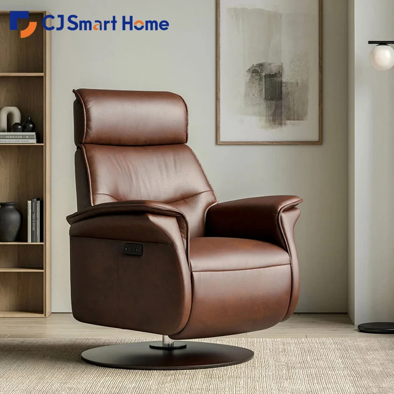 CJSmart Home Modern Luxury Adjustable Ergonomic Leather Power Lift Recliner Swivel Chair For Elderly Standing Assistance