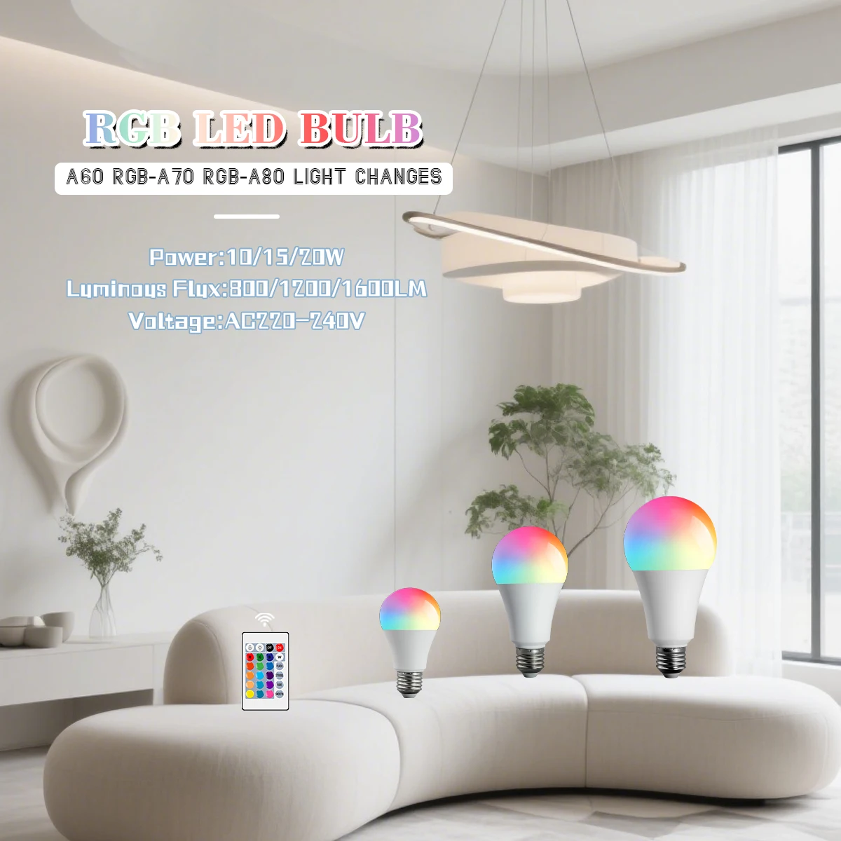 5PCS/LOT LED Bulb 20W 15W 10W RGBW E27 LED Light RGB Light Lampada Changeable Colorful RGBW LED Lamp With IR Remote Control 220V