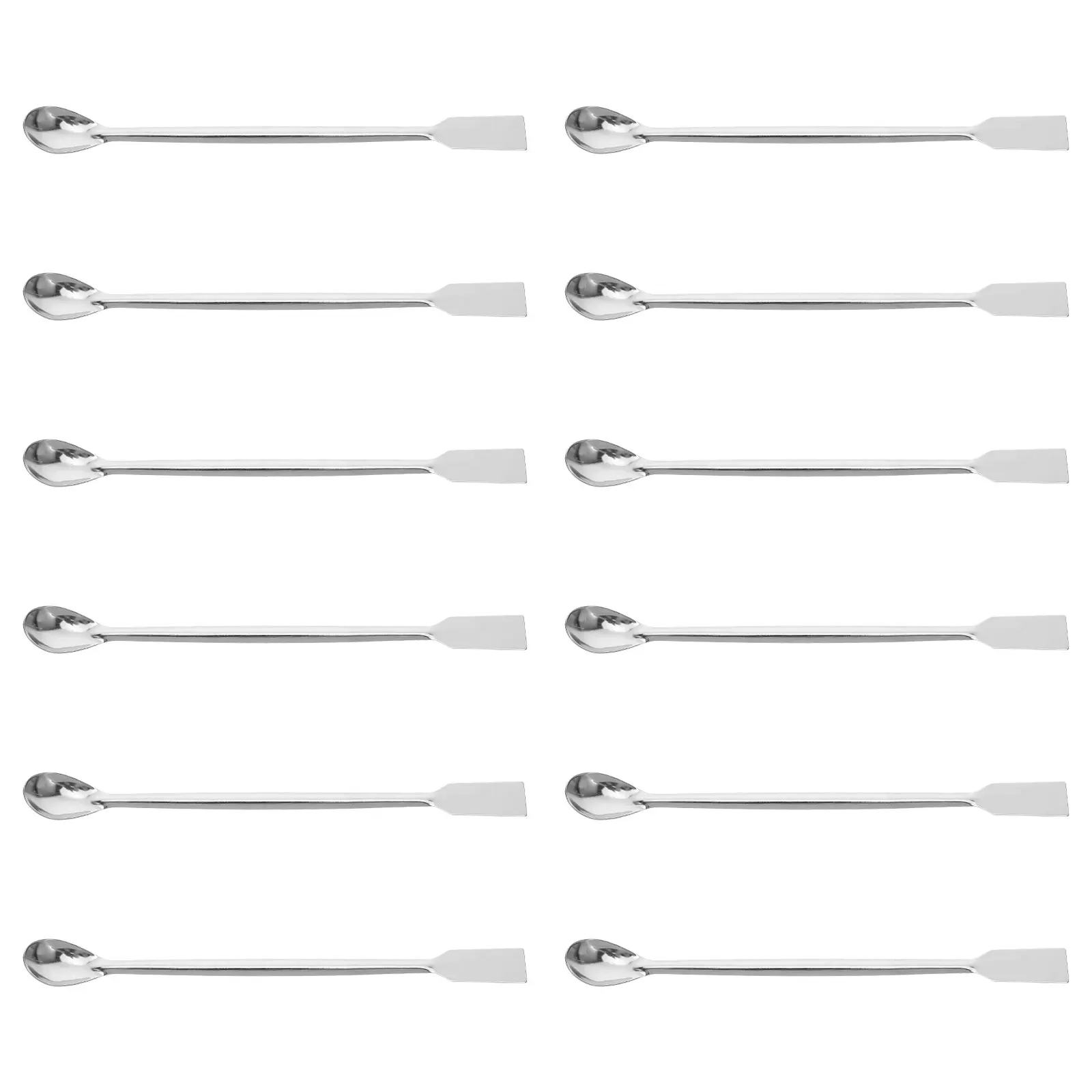 

12pcs Stainless Steel Lab Spatula Sampling Spoon Square Head Mixing Tool Lightweight Portable Classroom Home Use