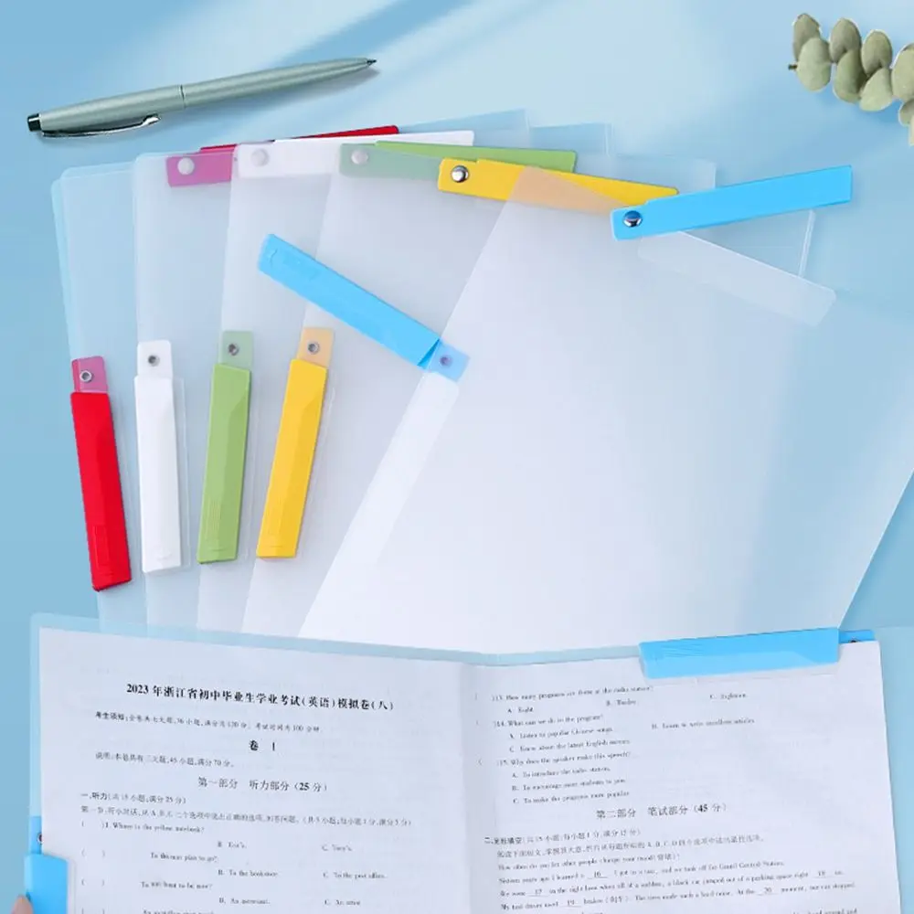 Classeur A4 transparent à double ouverture latérale, pince de rangement pour papier de test, résistant à la rotation 90, anti-poussière, 5 pièces