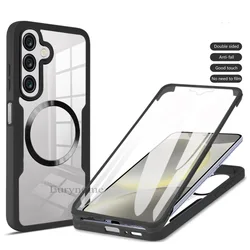 Magnetic Case For Samsung Galaxy A16 5G S25 Ultra S24 FE 360 Double Side Shockproof TPU Plastic Built in Screen Protector Cover