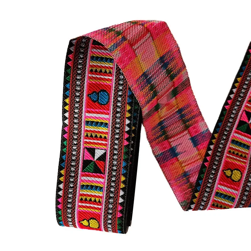 6.8m Jacquard Ribbon Ethnic Lace Trim Embroidered Woven Webbing Tape for Clothing Bag Sewing Fabric