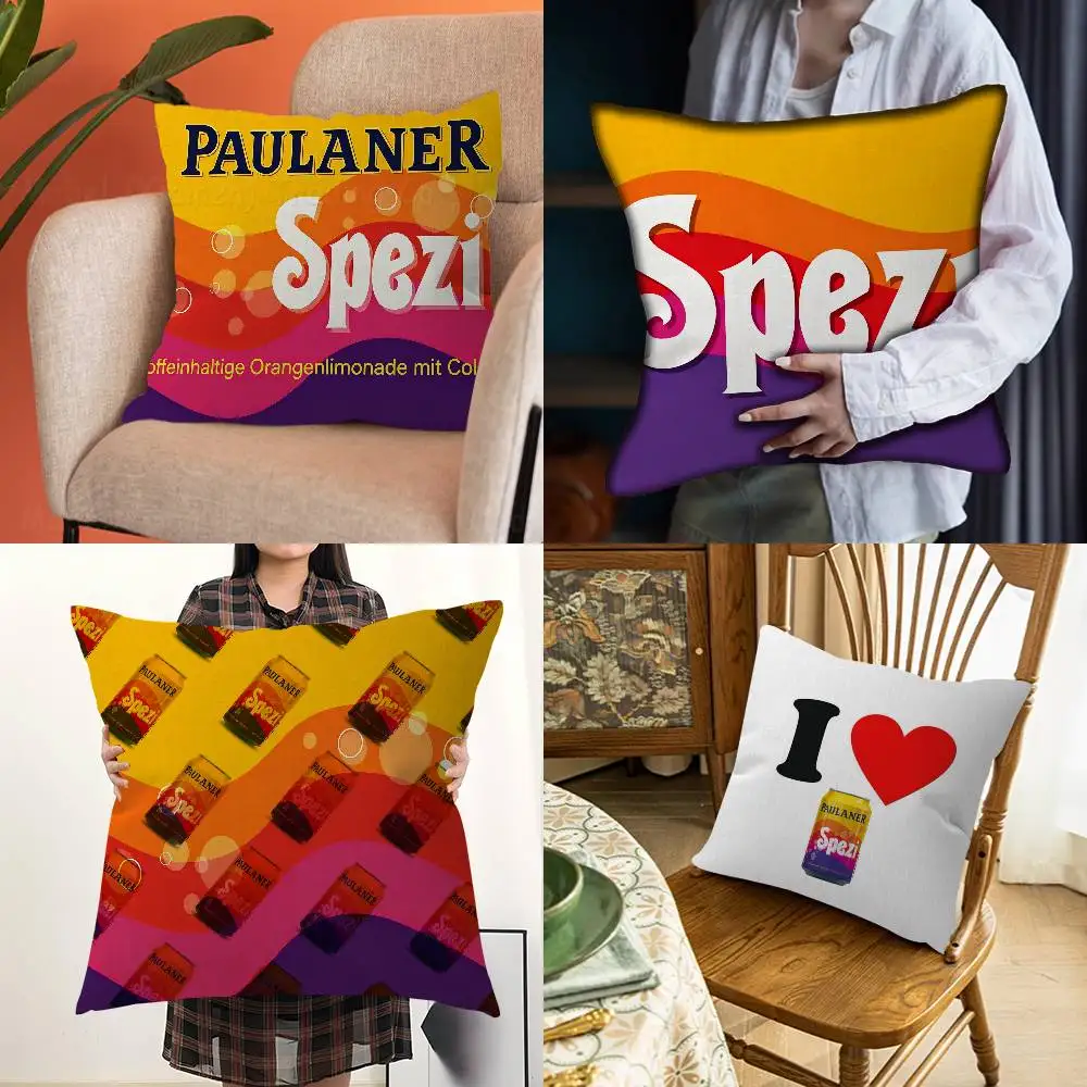 P-Paulaner Spezi Logo Decorative Room Aesthetics Pillow Case Home Decor Bedroom Sofa Bed Couch Pillow Cover 45x45 Fashion