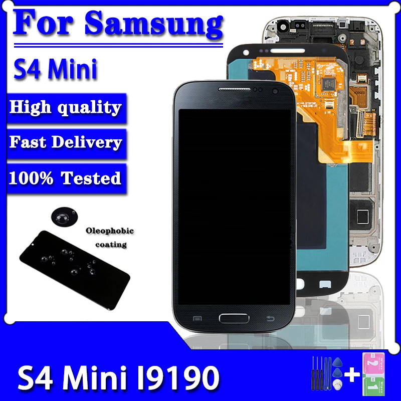 

ЖК-дисплей 4,30 дюйма для Samsung S4 Mini I9192 I9190 I9195, сенсорный экран с дигитайзером в сборе для Samsung S4mini с рамкой