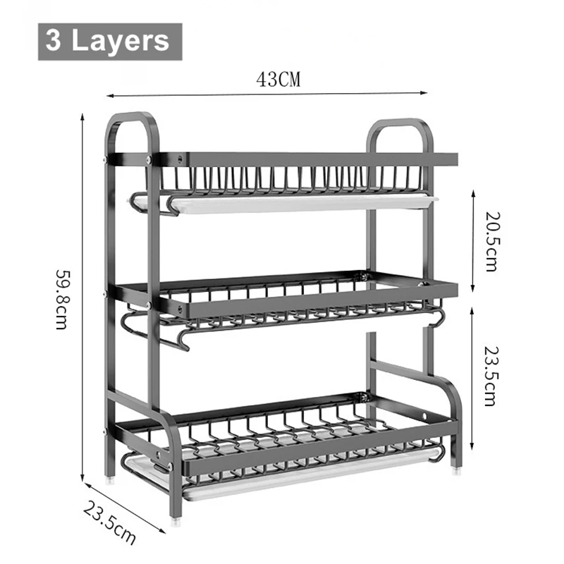 

Top Quality Dish Drying Rack 2-3 Tier Compact Kitchen Dish Rack Drainboard Set Large Rust-Proof Dish Drainer with Utensil Holder