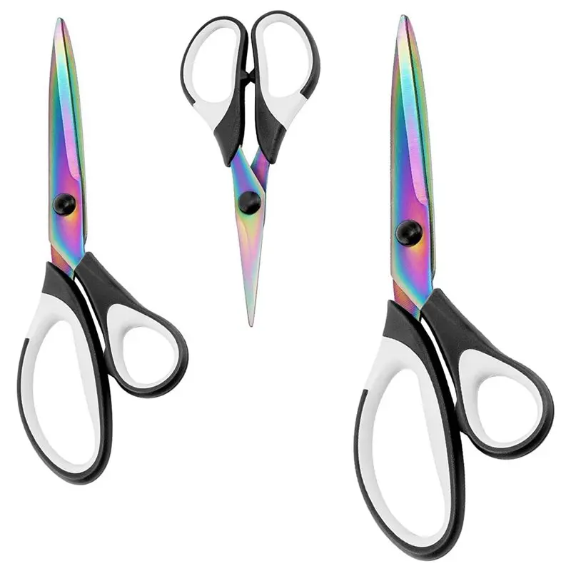 مقص خياط، 3 قطع من شفرات الحلاقة الحادة المصنوعة من الفولاذ المقاوم للصدأ، مقابض مطاطية ناعمة، مقص قماش متعدد الأغراض #1