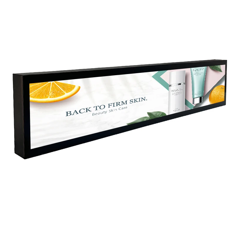 Ultra Wide 4k Video Strip Shelf Screen Advertising Signage Stretch Digital Display Player Lcd Bar Monitor