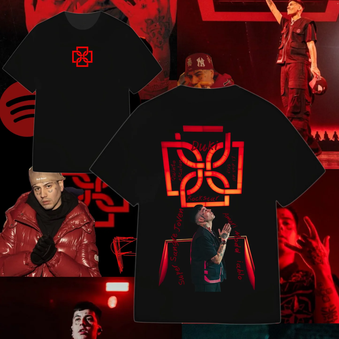 Argentinischer Rapper und Sänger Duki bedrucktes T-Shirt Streetwear Herren Übergroßes Y2k-T-Shirt Schwere Baumwolle Bequeme männliche Kleidung T-Shirt