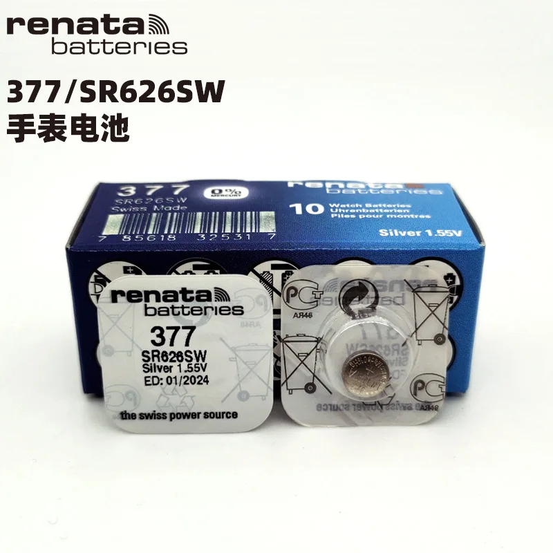 100pcs renata Silver Oxide Watch Battery 377 SR626SW 626 1.55V % original brand renata 377 all size