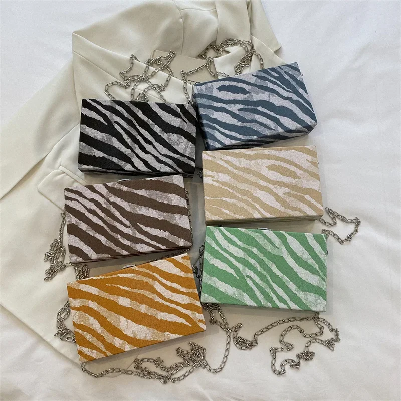 حقيبة صندوق أكريليك مخططة للنساء، حقيبة كروس متعددة الاستخدامات، عصرية وعصرية #4