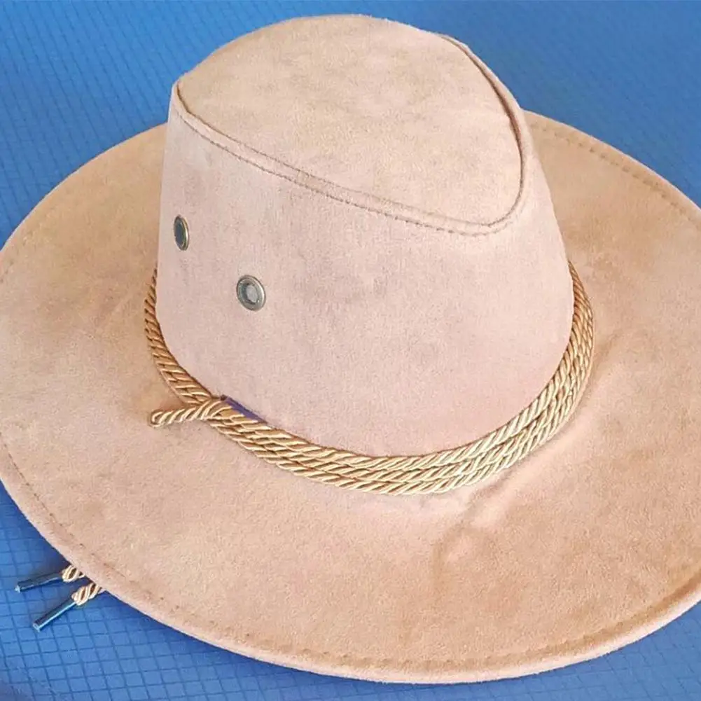 Sombrero de vaquero occidental para hombre, gorra de Jazz de gran borde, estilo panamá, Occidental, fiesta de disfraces, mongol, Color sólido