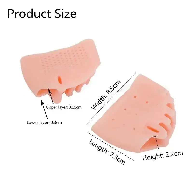 2Pairs Silicone Gel Five-hole Honeycomb Metatarsal Pads, Breathable Soft Forefoot Pads Toe Separator Toe Spacers Anti Blisters Foot Pads for Feet Pain Relief