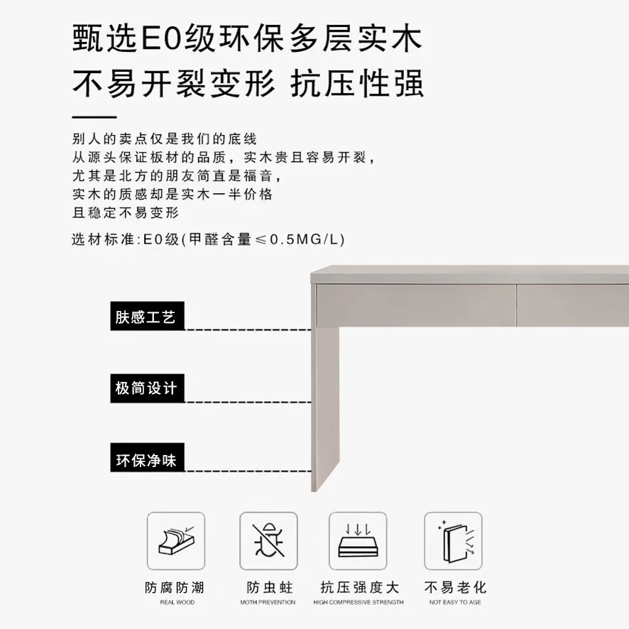 Italian minimalist solid wood desk household simple white office computer desk cream style study bedroom study table image 3
