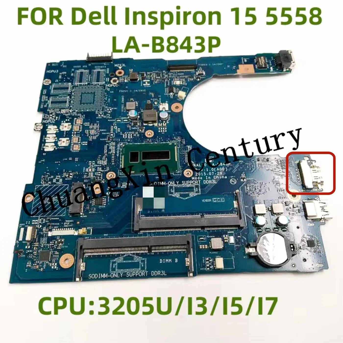 LA-B843P is suitable for Dell Inspiron 15 5558 laptop motherboard with 3205U I3 I5 I7-5TH UMA 100% test OK shipment