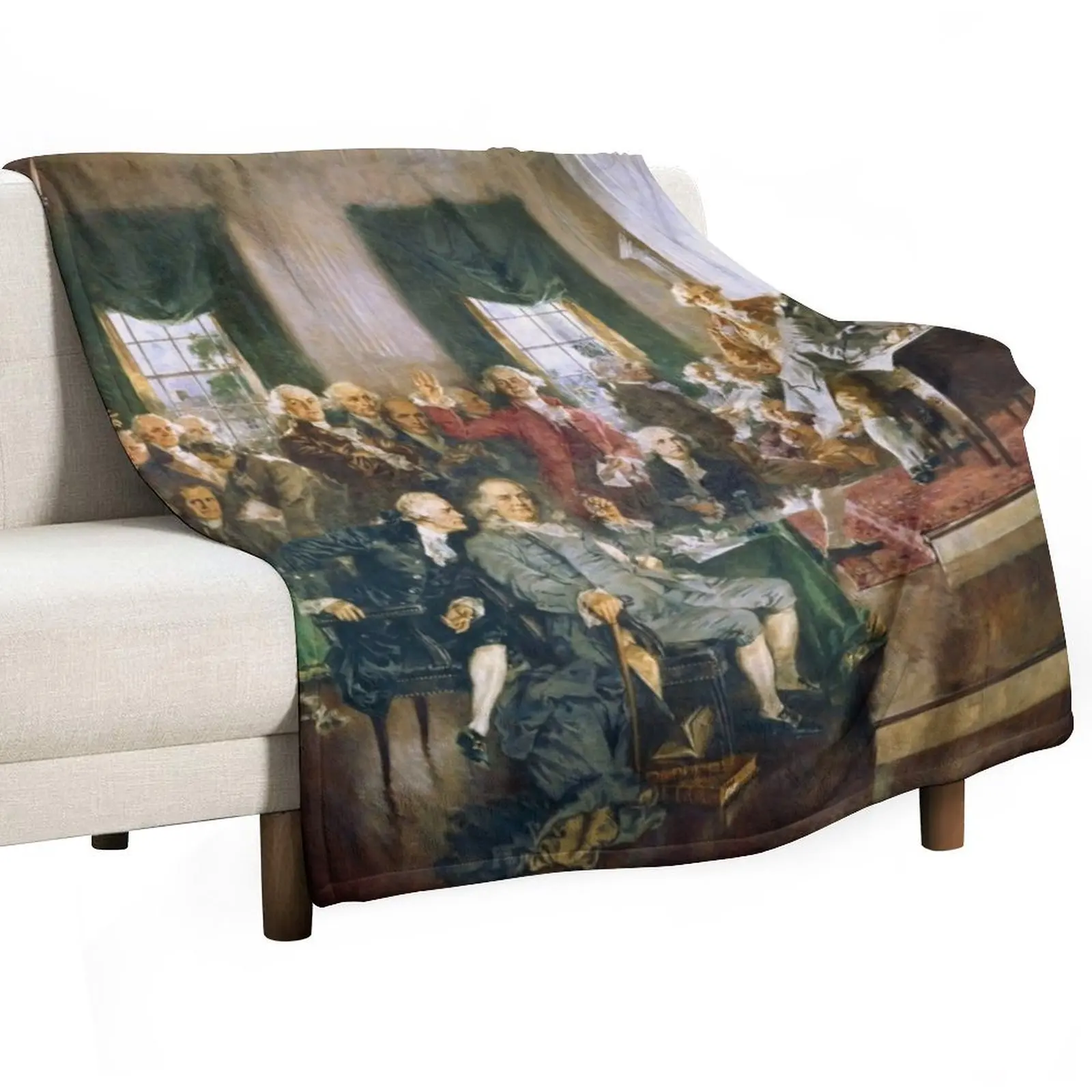 

The Signing of the Constitution of the United States - Howard Chandler Christy Throw Blanket Decorative Sofas Blankets