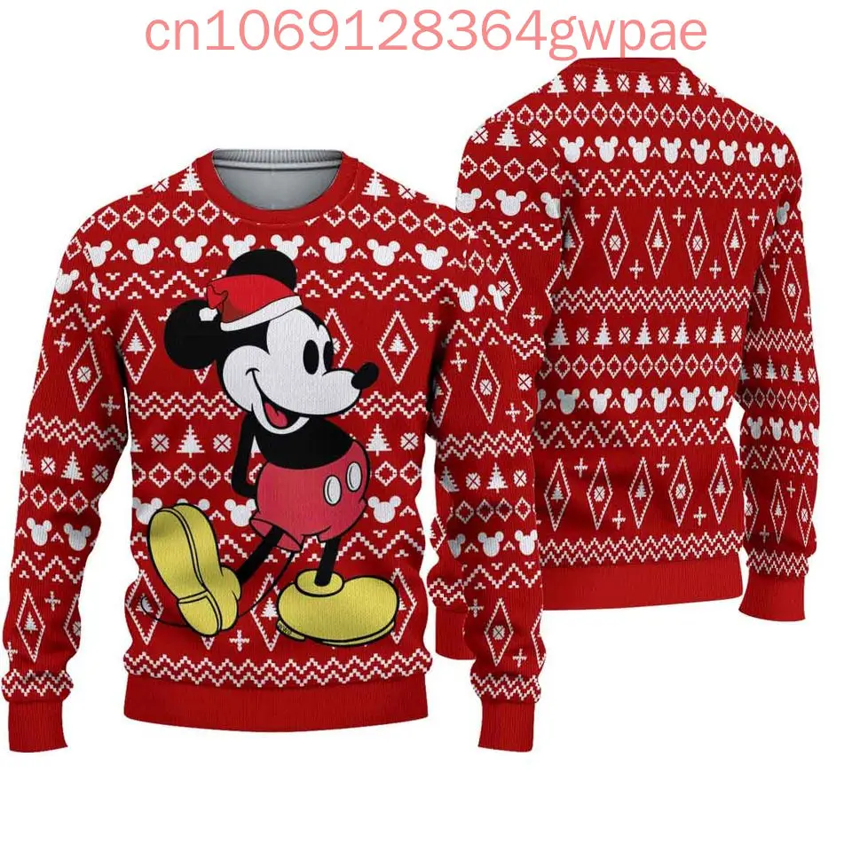 Maglione brutto Disney Topolino personalizzato maglione 3D da donna da uomo Topolino Minnie brutto maglione natalizio Anime regali di Natale maglione