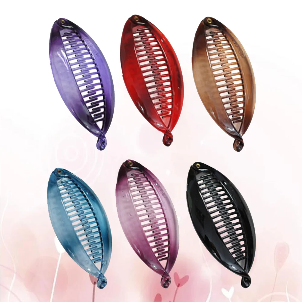 

6 Pcs Ponytail Holder Clip European and American Banana Hair Fish Shape Women's