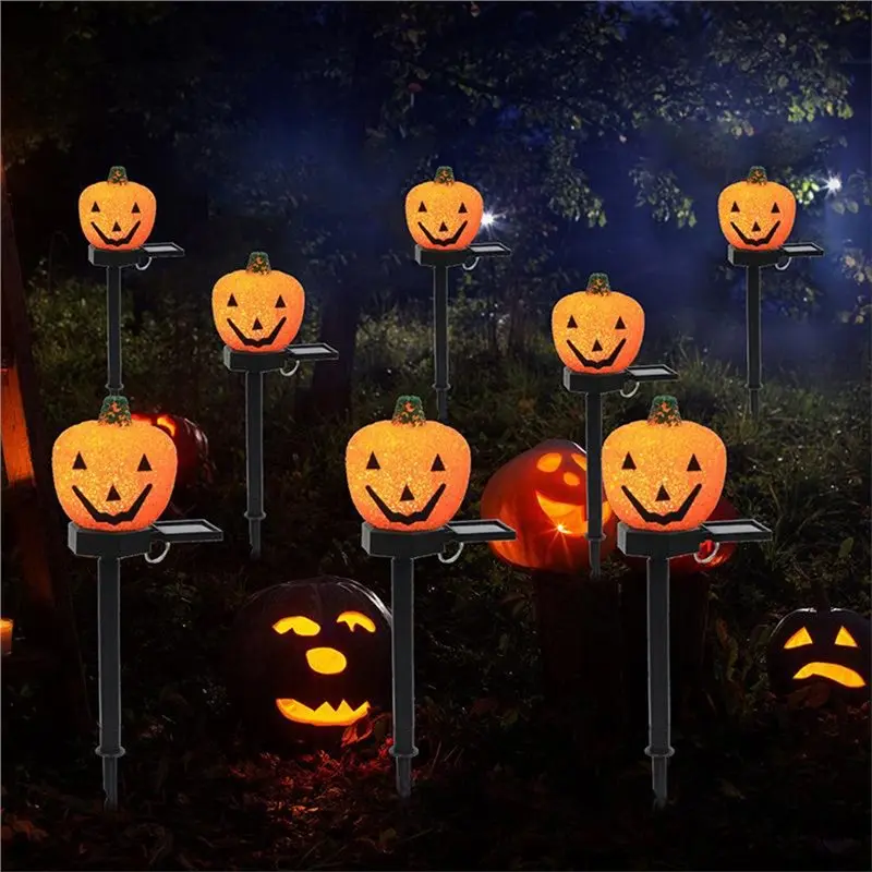 [NEW!AA73】 Outdoor Halloween Decorative Stake Lights(4Pcs):Rice For GHOST& Pumpkin Garden Pathway Illumination