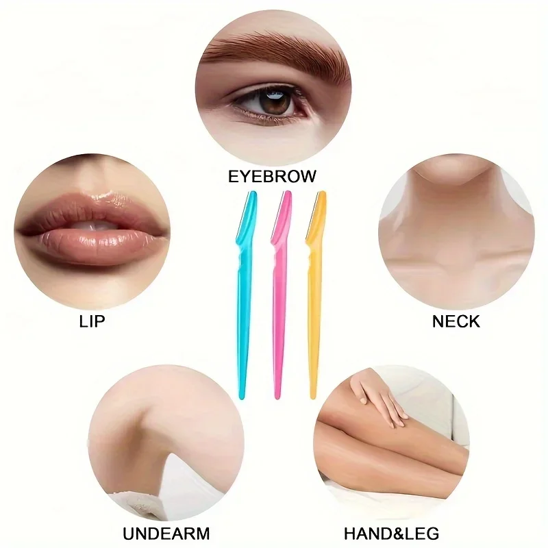 Atacado 12/24 peças kit de barbear-aparamento preciso, modelagem de sobrancelha multifuncional, ferramenta de remoção de pelos faciais com alça de fácil aderência