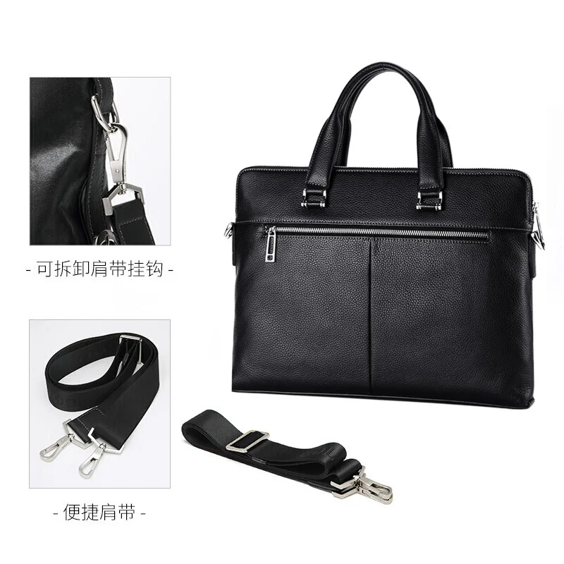 Briefcase Men's Fashion Casual Genuine Leather Laptop Bag Business Trips Commuting Waterproof Large Capacity Handbag For Men