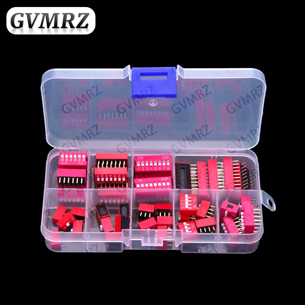 

35PCS 9Values ​​2.54mm 1P-9P DIP Switches Red 1P 2P 3P 4P 6P 7P 8P 9P