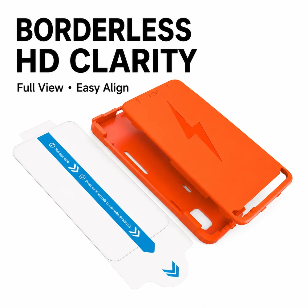 Screen Protector for iPhone 17 16e 15 14 13 Pro Max Borderless HD Tempered Glass Auto Alignment Frame Bubble Free Easy Install