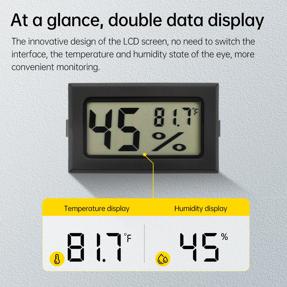 Digital LCD Indoor Convenient Temperature Sensor Humidity Meter -20℃~60℃ 20%RH~99%RH Thermometer Hygrometer Gauge ℃/℉ Switchable