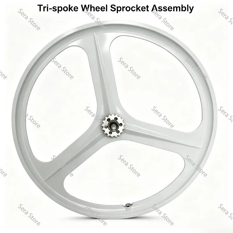 700C Fixed Gear Tri-spoke Integrated Wheel Set, Complete Front & Rear Wheels for Fixed Gear Bikes, Lightweight Cycling Parts
