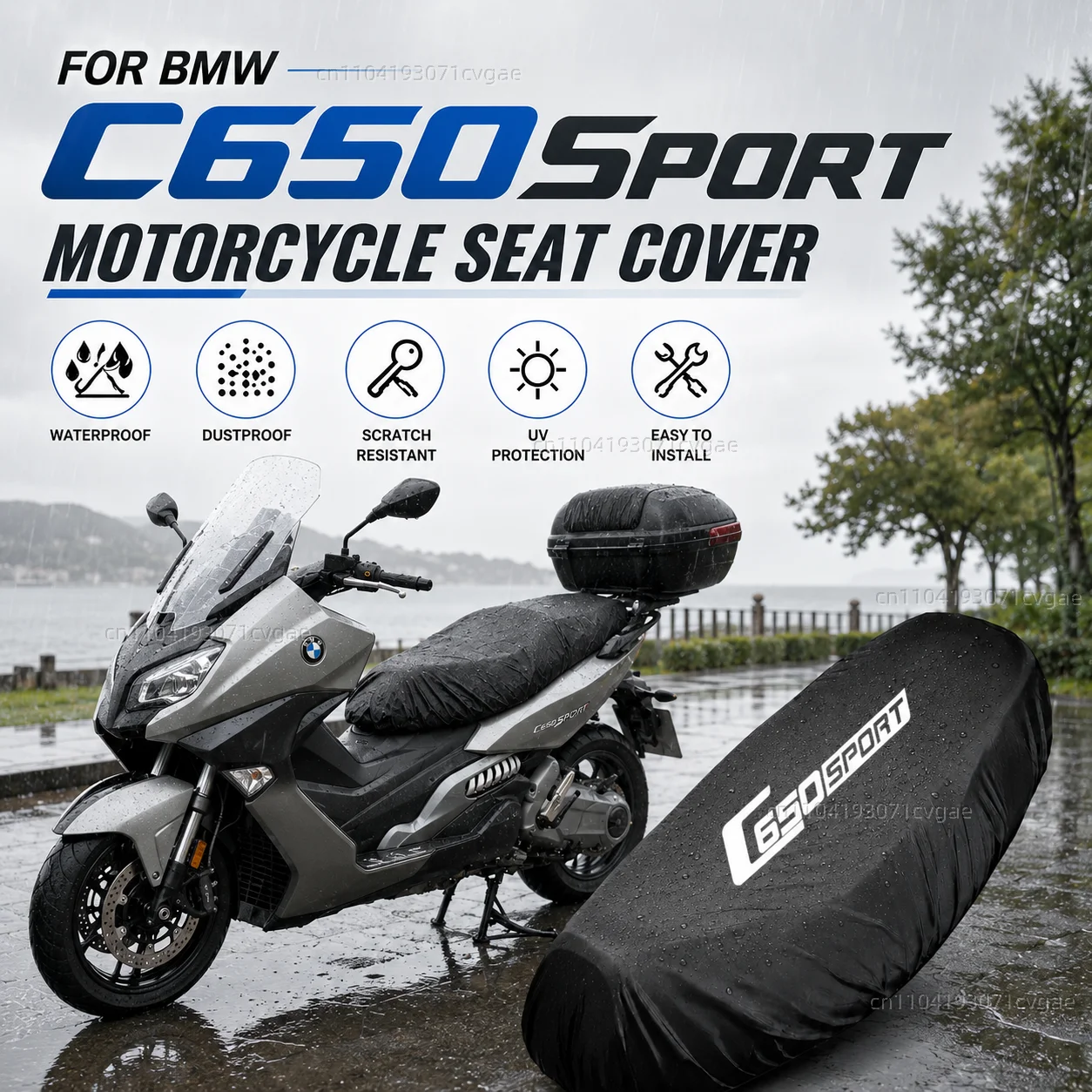 

For BMW C650 SPORT C650GT C 650 GT 2012-2020 Motorcycle Rain Seat Cover Waterproof Saddle Cover Black 210D UV Protection
