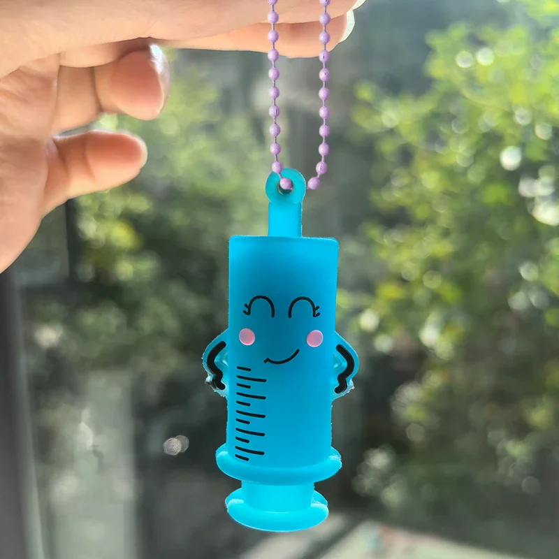 1pc PVC Ampoule Bottle Opener Keychain Syringe-Shaped Cutter Nurse Doctor Ampoule Bottle Opener Aid Medication Vial Breaker Tool