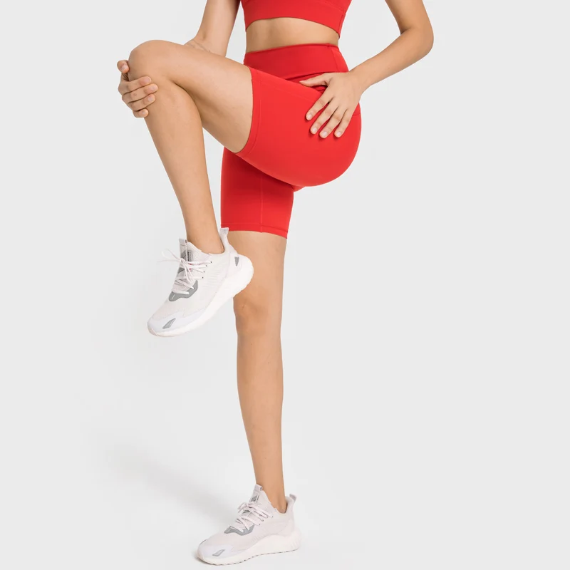 Red Shorts for Women No Embarrassing Line High Waist Push Up GYM Daily Athletic Yoga Pilates Running Riding Short Pants