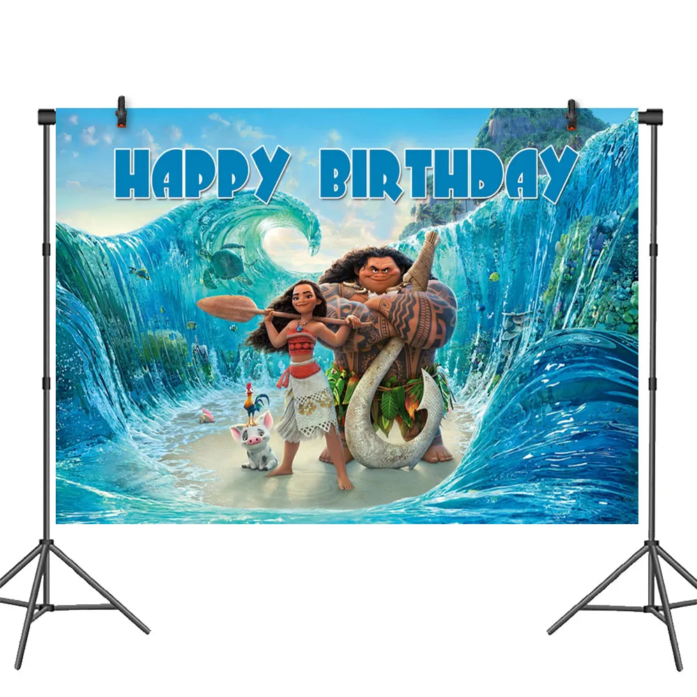 Nuevo tema Moana, vajilla desechable para fiesta de cumpleaños para niños, taza, plato, bandera, suministros de decoración para fiesta de boda para niñas