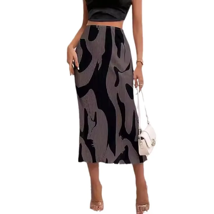 

Women's 2024 Summer High Waist Graphic Print A Line Pleated Long Skirts for Women Trendy Plisse Midi Skirt